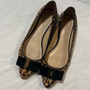 EUC Kate Spade leopard bow flats